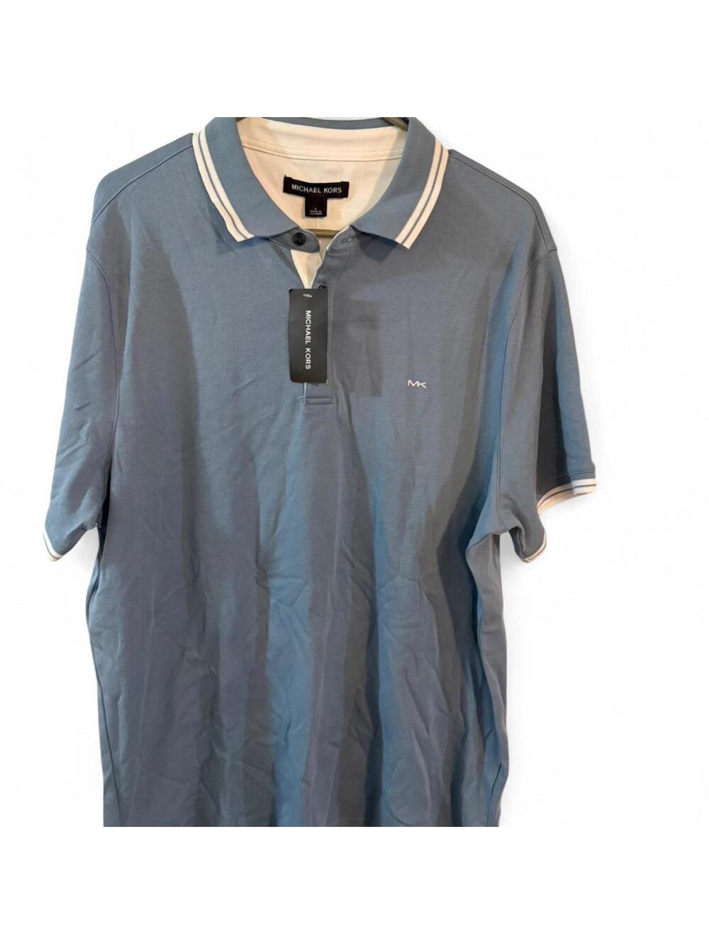 MICHAEL Michael Kors Men's Blue and Grey Polo-shirt
